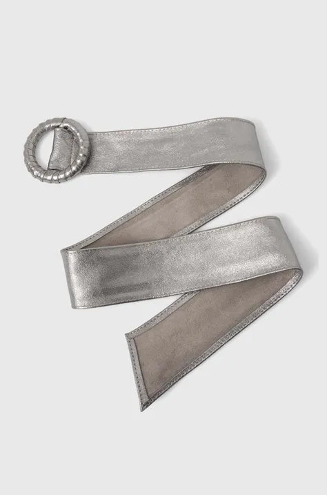 Kožený pásek Answear Lab dámský, stříbrná barva