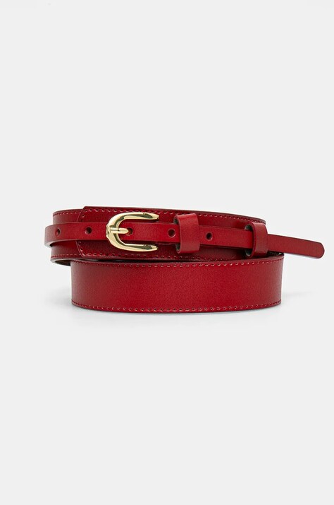 Answear Lab curea de piele femei, culoarea rosu