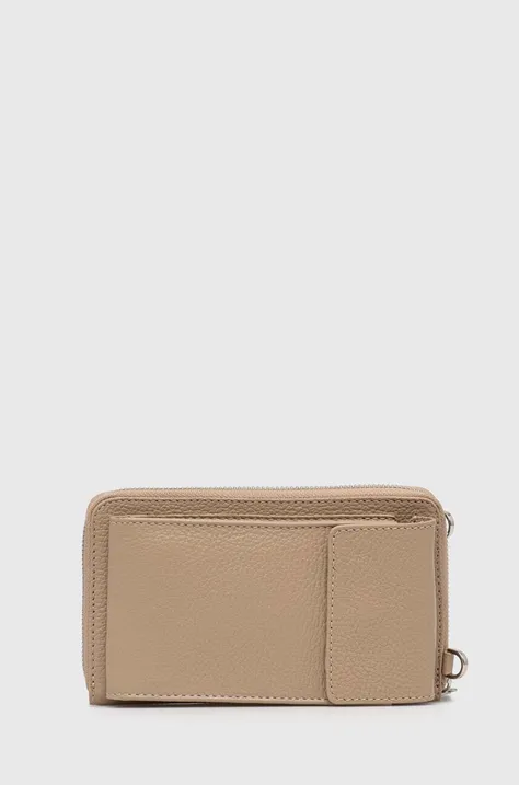 Kožená peněženka Answear Lab béžová barva
