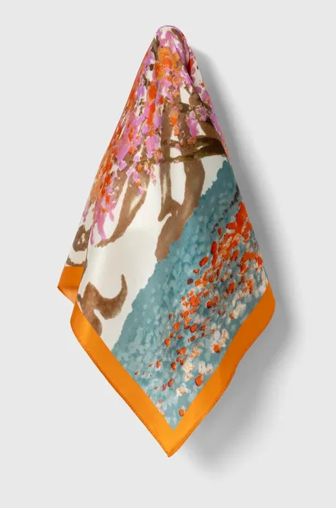 Шелковый платок на шею Answear Lab цвет оранжевый узор