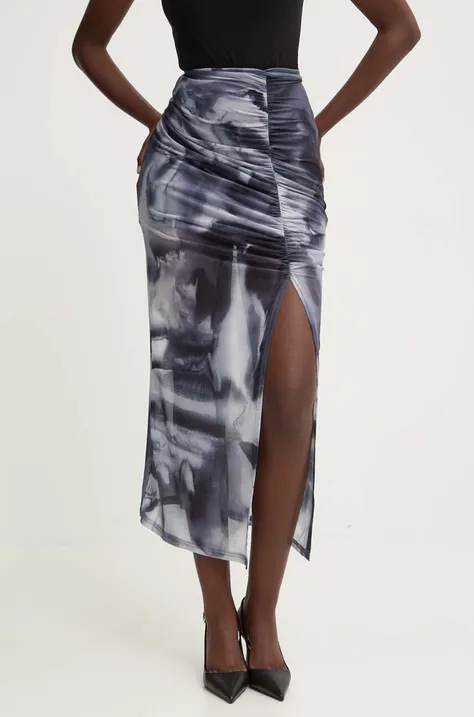 Suknja Answear Lab boja: siva, midi, ravna