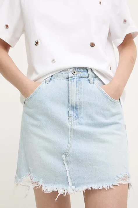 Rifľová sukňa Answear Lab mini, puzdrová