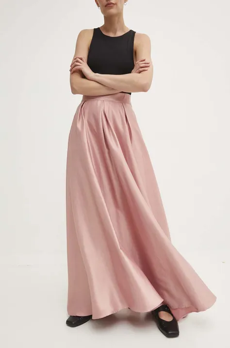 Answear Lab spódnica kolor różowy maxi rozkloszowana