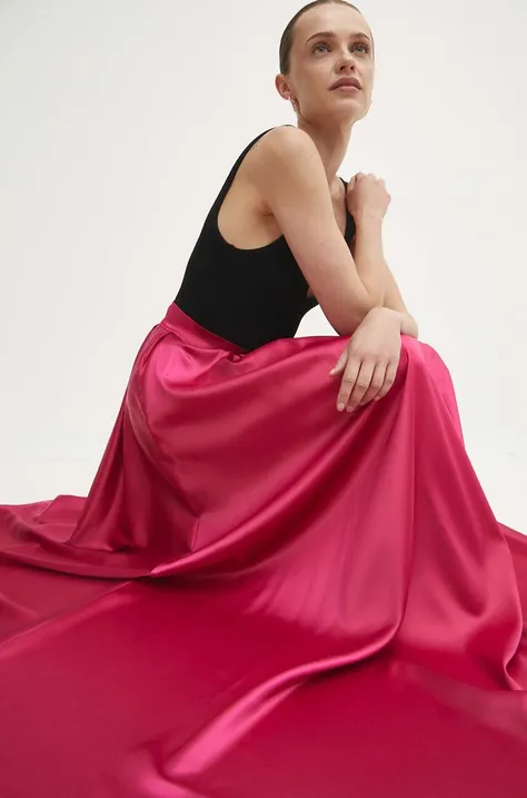 Suknja Answear Lab boja: ružičasta, maxi, širi se prema dolje