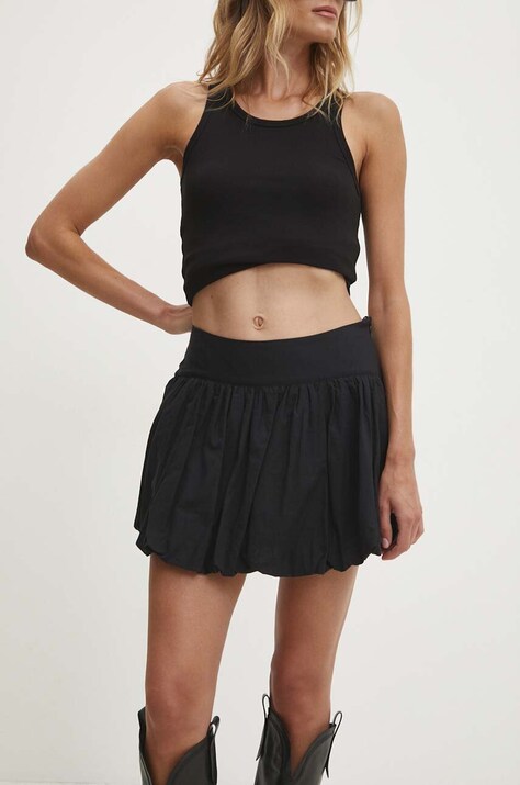 Answear Lab fustă-pantalon din bumbac culoarea maro, uni, high waist