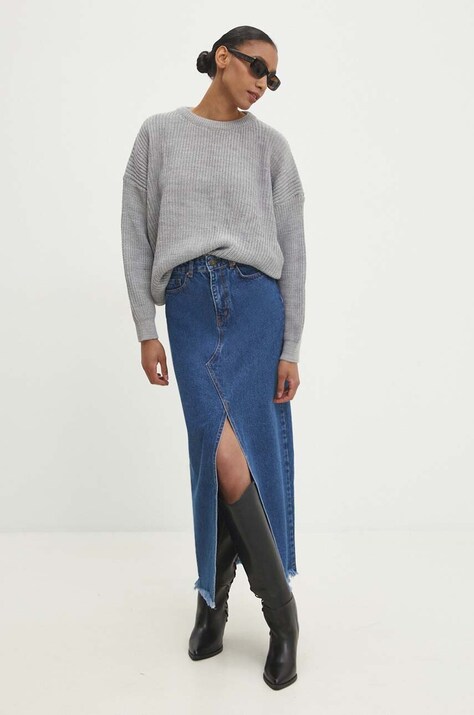 Answear Lab fustă din denim culoarea bleumarin, maxi, creion