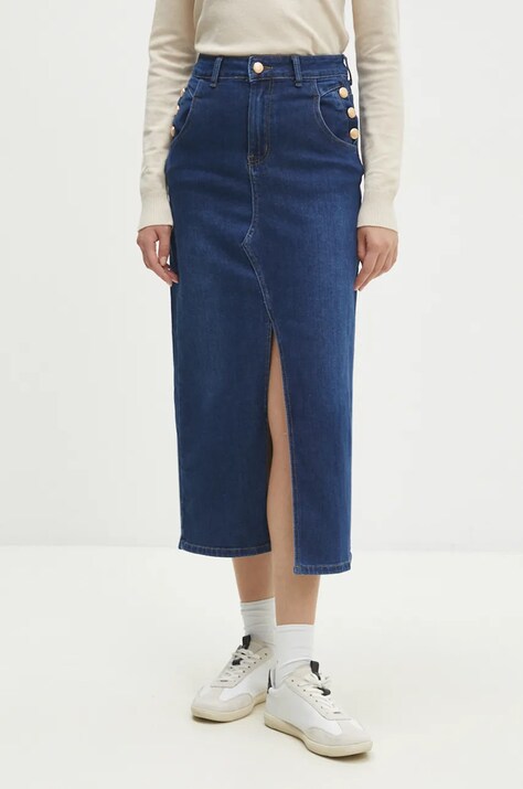 Answear Lab fustă din denim midi, dreaptă