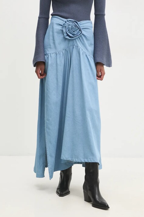 Sukně Answear Lab modrá barva, maxi, áčková