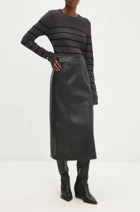 Answear.LAB szoknya fekete, midi, egyenes