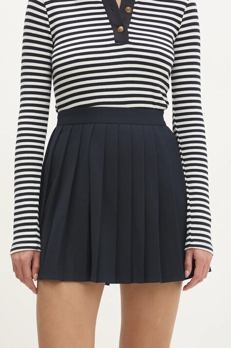 Suknja Answear.LAB boja: tamno plava, mini, širi se prema dolje