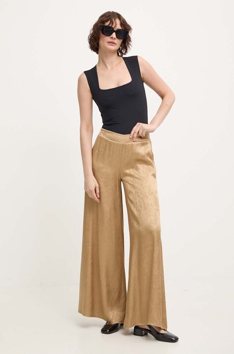 Kalhoty Answear Lab dámské, zlatá barva, široké, high waist