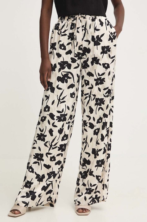 Answear Lab pantaloni femei, culoarea bej, drept, high waist