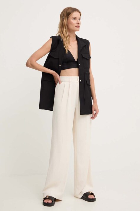 Hlače Answear.LAB za žene, boja: bež, ravni kroj, visoki struk