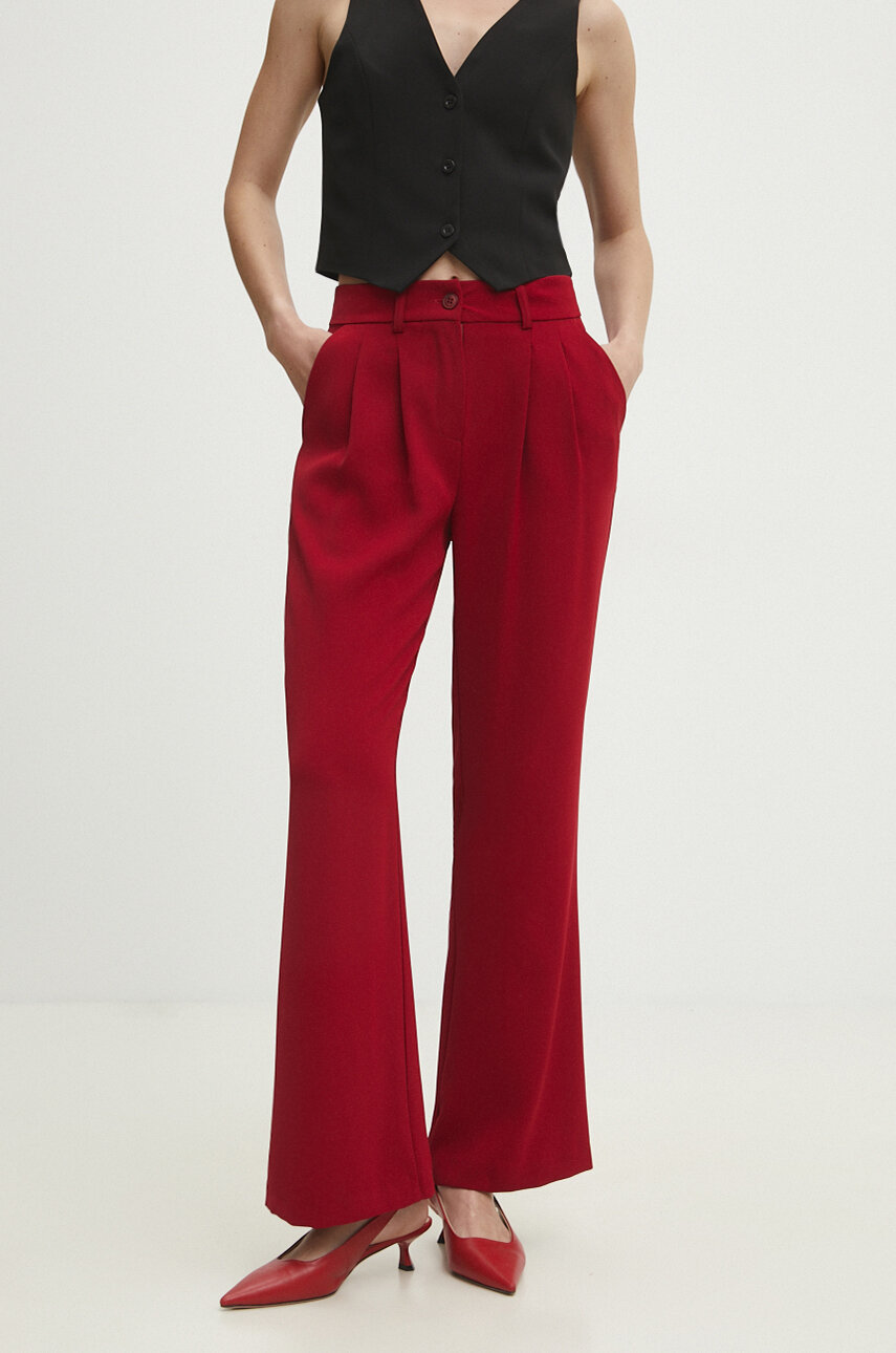 Kalhoty Answear Lab dmsk, erven barva, jednoduch, high waist