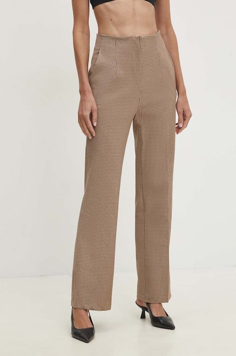 Answear.LAB spodnie damskie kolor beżowy proste high waist