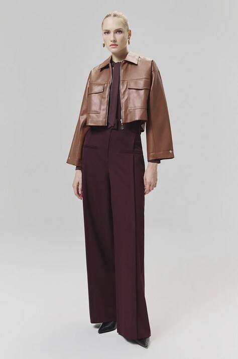 Answear.LAB spodnie damskie kolor fioletowy szerokie high waist