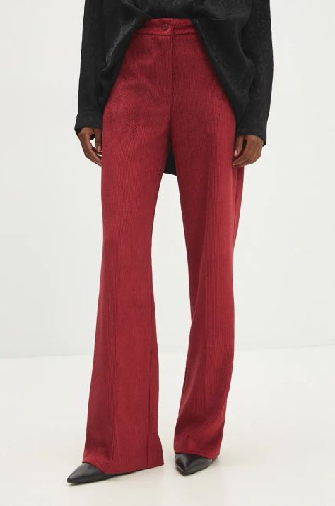 Answear Lab pantaloni in velluto a coste colore rosso