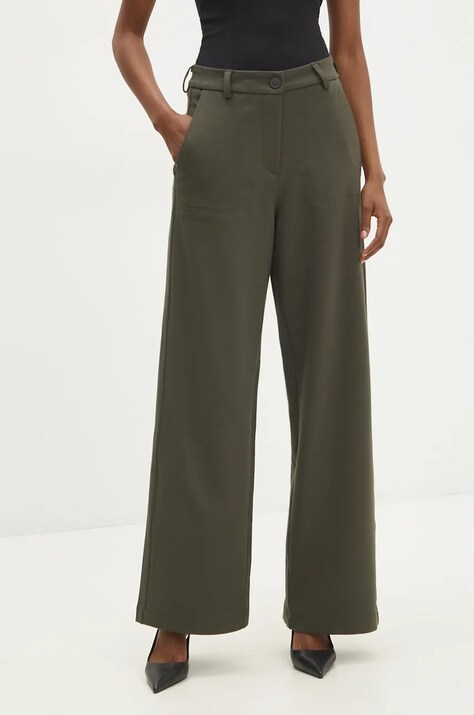 Answear Lab pantaloni femei, culoarea verde, lat, high waist