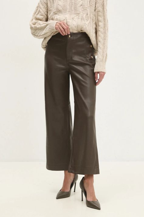 Answear.LAB spodnie damskie kolor brązowy proste high waist