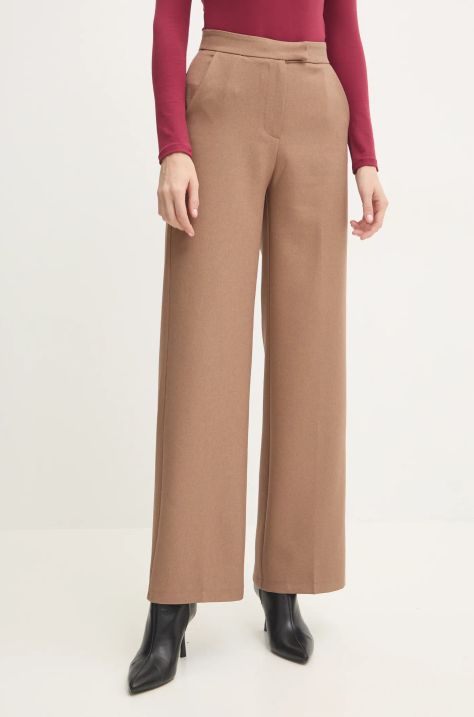 Answear Lab pantaloni din lână culoarea bej, drept, high waist