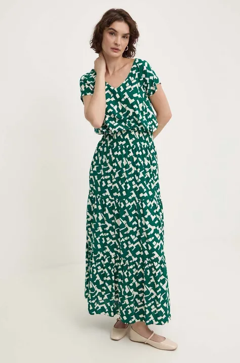 Платье Answear Lab цвет зелёный maxi расклешённая
