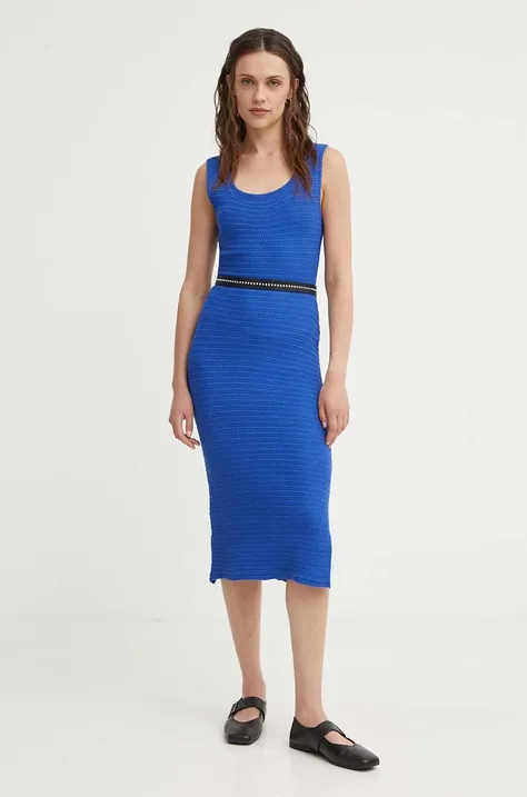 Answear Lab sukienka kolor niebieski midi dopasowana