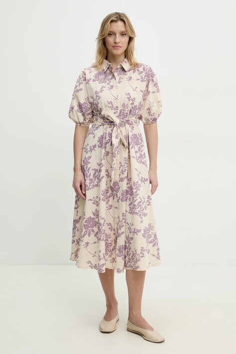 Answear Lab rochie din bumbac culoarea violet, midi, evazată