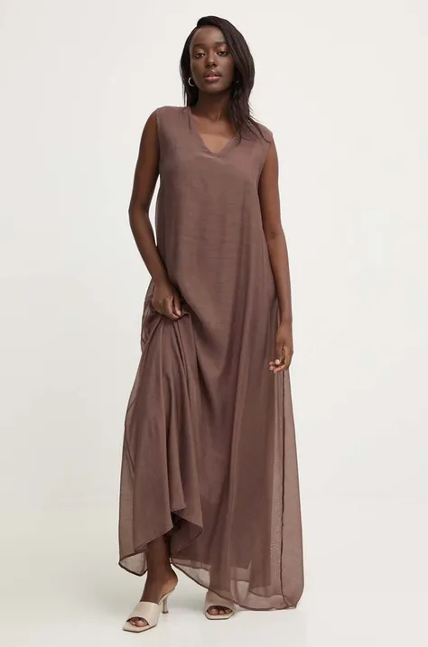 Answear Lab sukienka kolor brązowy maxi rozkloszowana