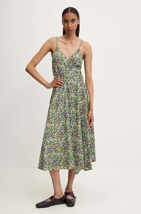 Answear Lab rochie culoarea verde, midi, evazată