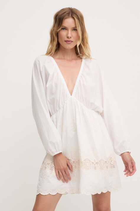 Answear Lab rochie din bumbac culoarea alb, mini, evazată
