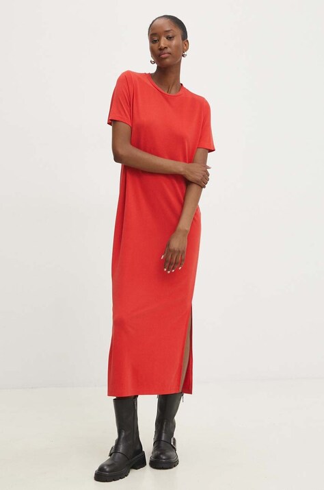 Answear Lab rochie culoarea rosu, midi, dreaptă