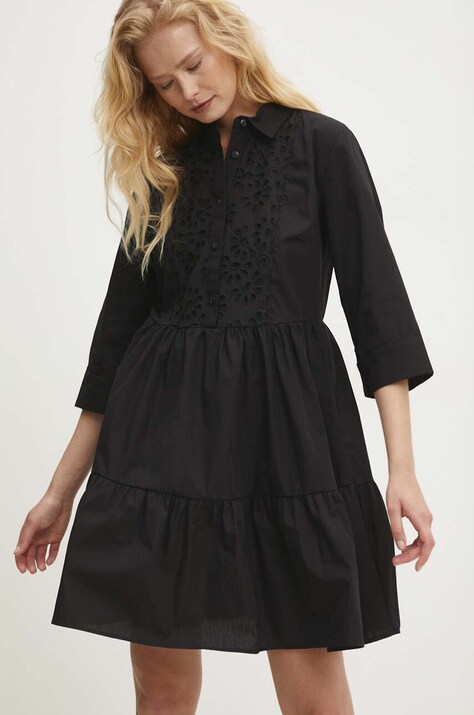 Answear Lab rochie din bumbac culoarea negru, mini, evazată