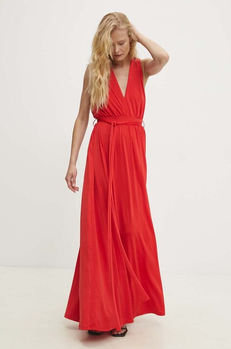 Answear Lab rochie culoarea rosu, maxi, evazată