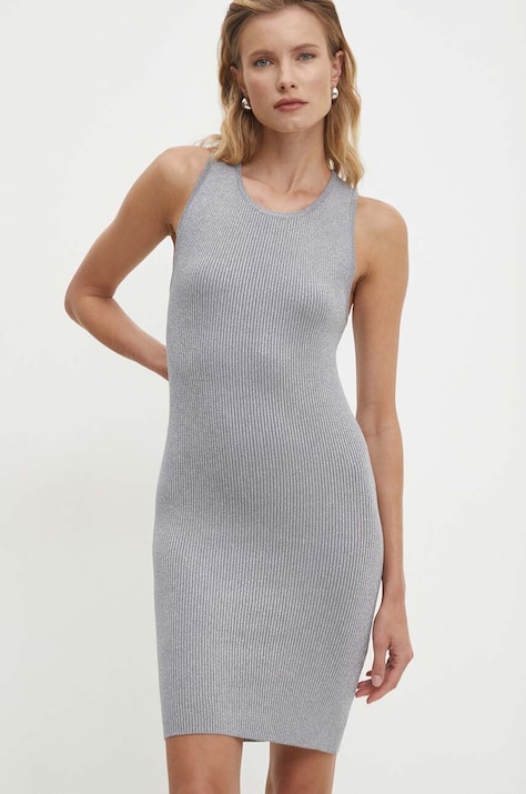 Answear Lab rochie culoarea argintiu, mini, mulată
