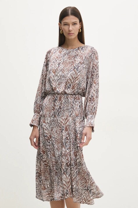 Answear Lab rochie culoarea gri, midi, evazată