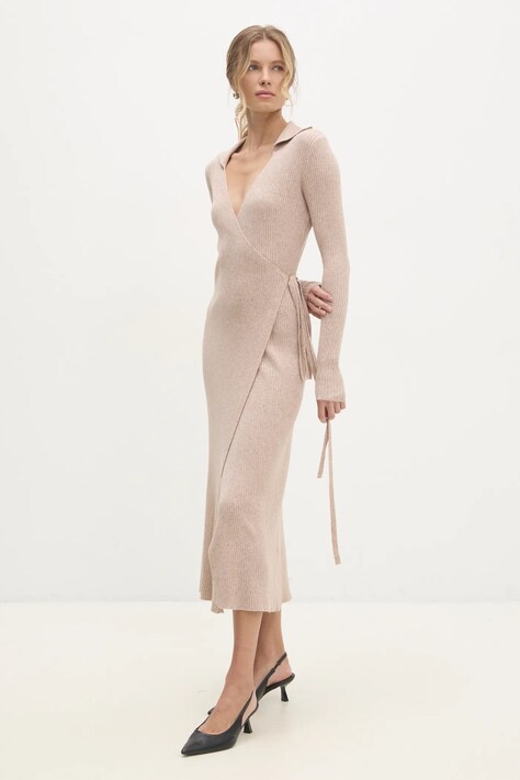 Answear Lab rochie culoarea bej, maxi, mulată