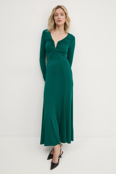 Answear Lab rochie culoarea verde, maxi, evazată