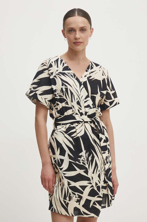 Answear Lab rochie din bumbac culoarea negru, mini, evazată