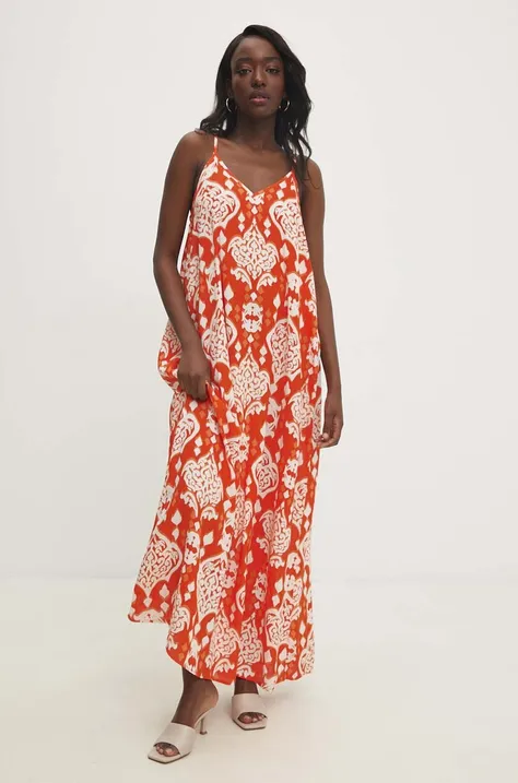 Платье Answear Lab цвет оранжевый maxi расклешённая
