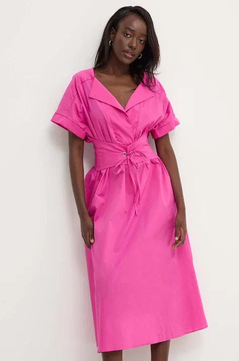 Šaty Answear Lab ružová farba, midi, rovný strih