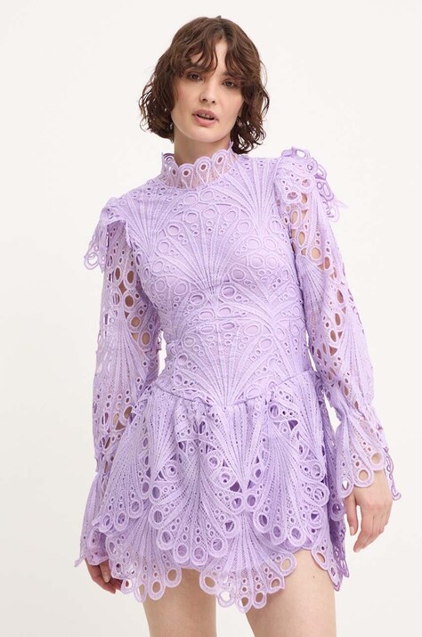 Answear Lab rochie din bumbac culoarea violet, mini, mulată