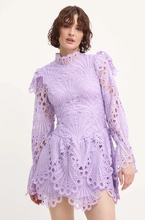 Bavlněné šaty Answear Lab fialová barva, mini