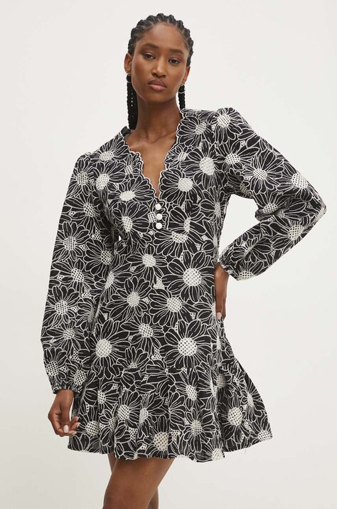 Answear Lab rochie culoarea negru, mini, evazată