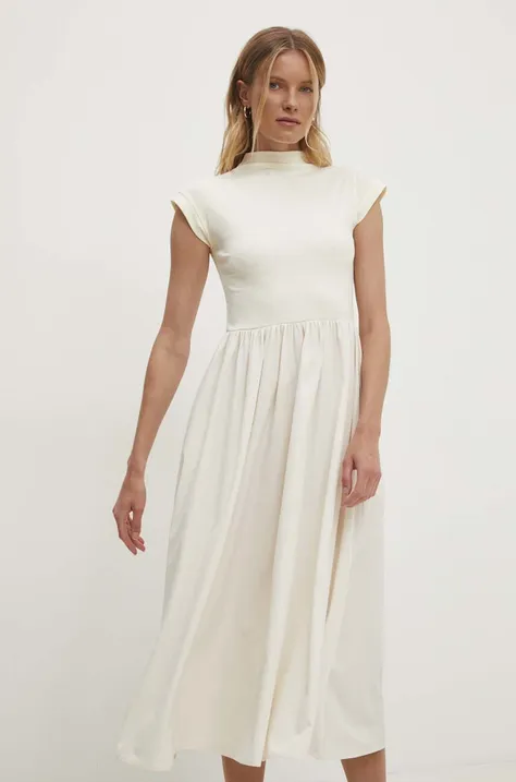 Сукня Answear Lab колір бежевий midi розкльошена
