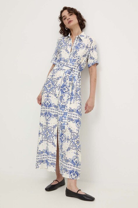 Answear Lab rochie culoarea alb, maxi, evazată