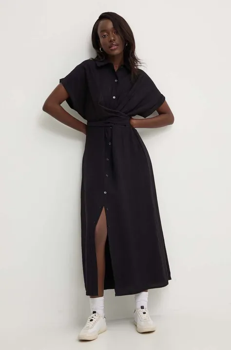 Šaty Answear Lab čierna farba, maxi, áčkový strih