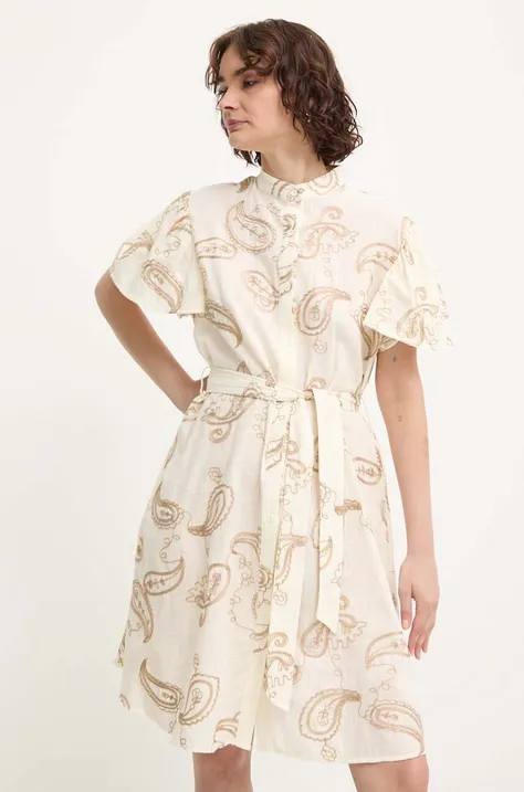 Pamučna haljina Answear Lab boja: bež, mini, širi se prema dolje