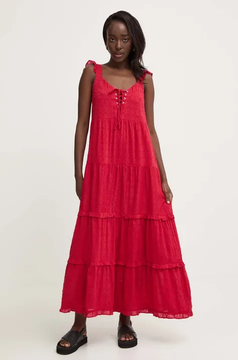 Bavlnené šaty Answear Lab červená farba, maxi, áčkový strih