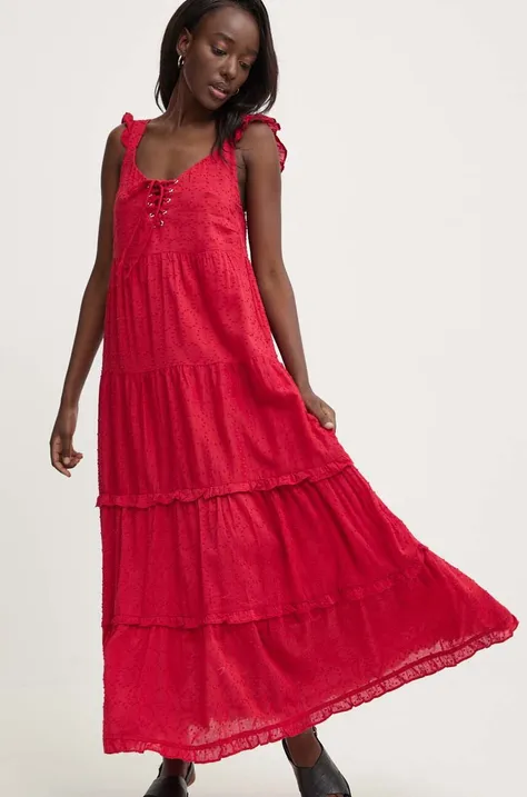 Bavlněné šaty Answear Lab červená barva, maxi