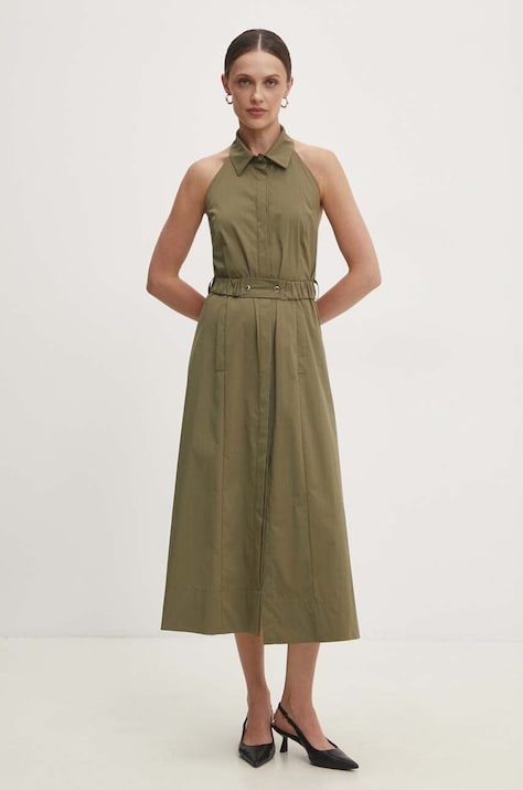 Answear Lab rochie culoarea verde, midi, evazată